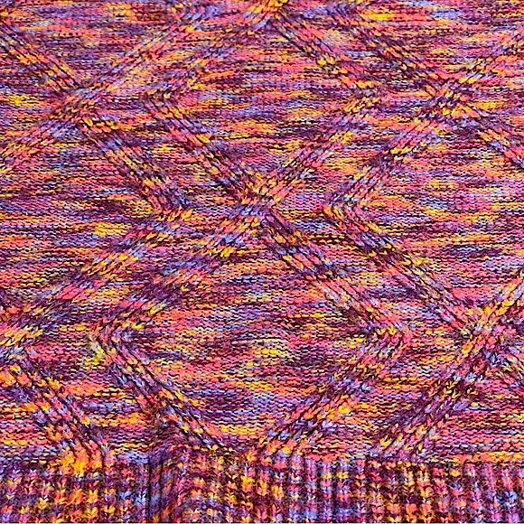 a.n.a. size 1X Rainbow colored stretchy vneck sweater, Stitched design, like new - Picture 6 of 14